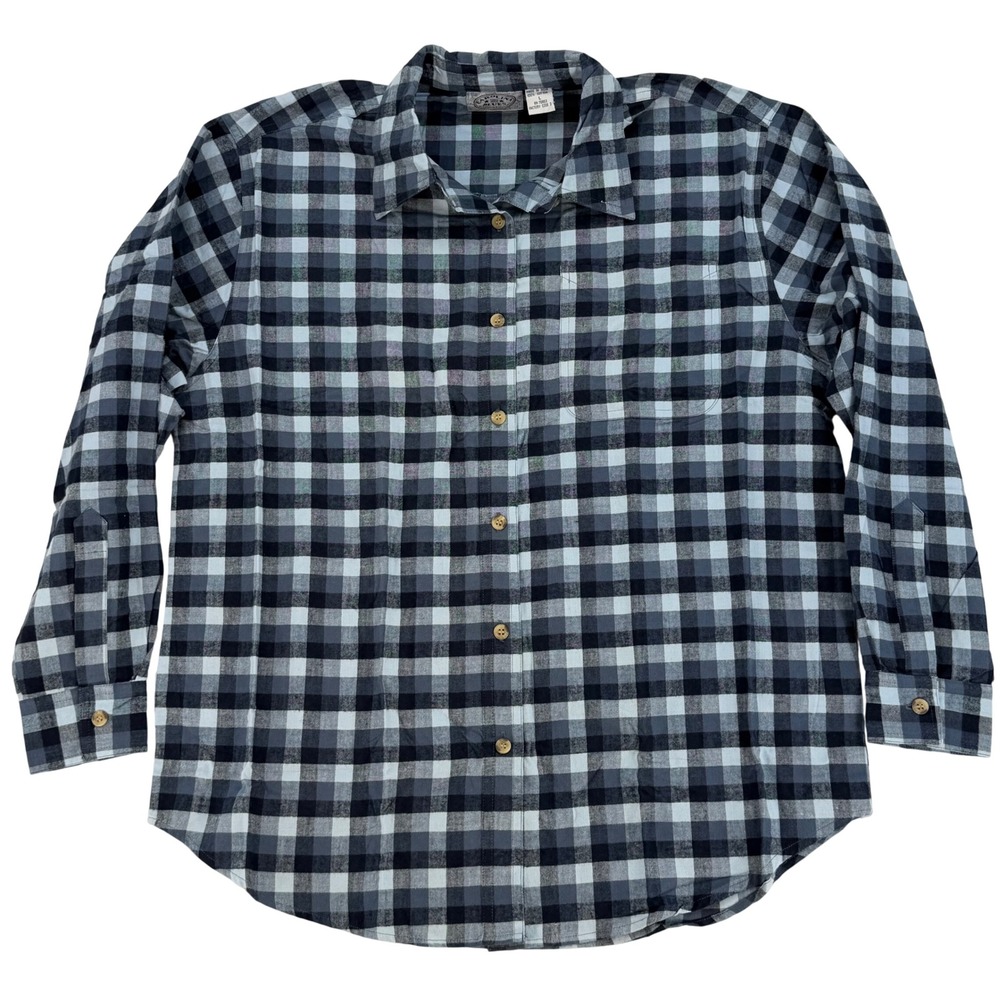 Carolina Blues Plaid Flannel Shirt Large Blue Relaxed Vintage Workwear‎